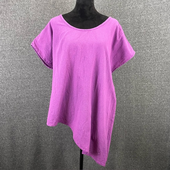 Oh My Gauze! Tops - Oh My Gauze Women’s XXL Purple Lightweight Boho Lagenlook Asymmetrical Top